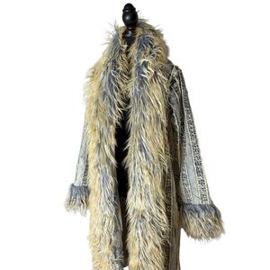 FASHION NOVA New Love Me Not Washed Denim Trench Penny Lane Afghan Coat Large